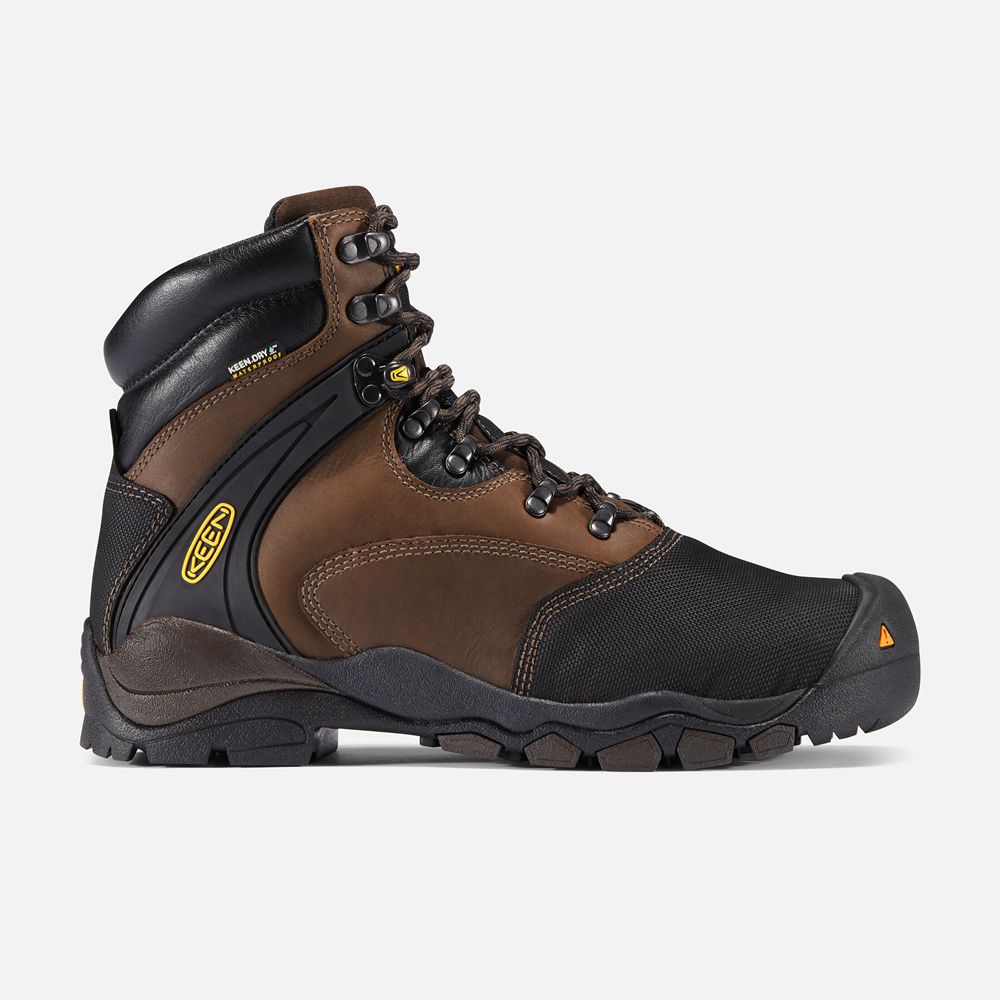 Botas de Trabajo Keen Mexico Marrom/Negros - Hombre Louisville 6" Met (Steel Toe) - QC7208531